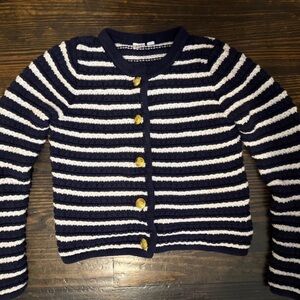 GAP Navy and White Knit Cardigan